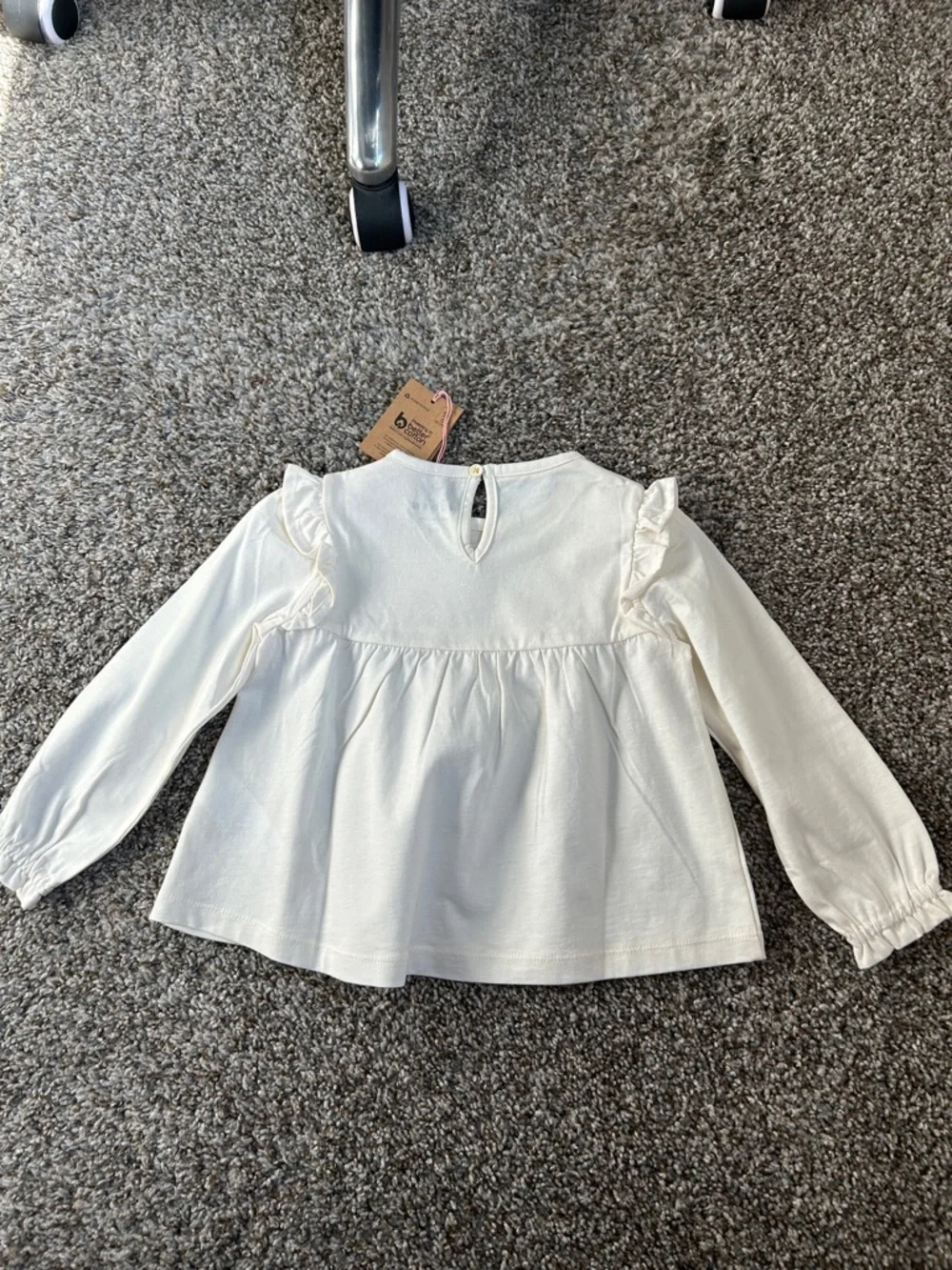 NWT Mini Boden White Long-Sleeve Top with Colorful Floral Embroidery - Picture 5 of 6